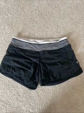 lululemon athletica Black Running Shorts with Gray Waistband